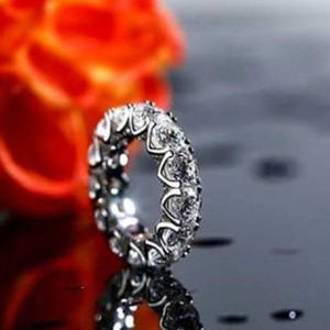 Eternity Wedding Band /White Sapphires, Sterl Slv